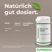 Lade das Bild in den Galerie-Viewer, SUPMED-Maca PUR 500mg Kapseln