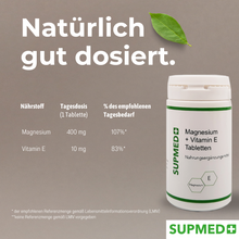 Lade das Bild in den Galerie-Viewer, Magnesium-Vitamin-E-Tabletten 60 Tabletten